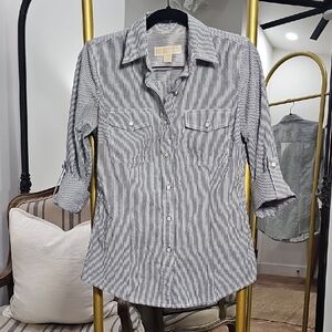 Michael Kors Navy and White Striped Shirt